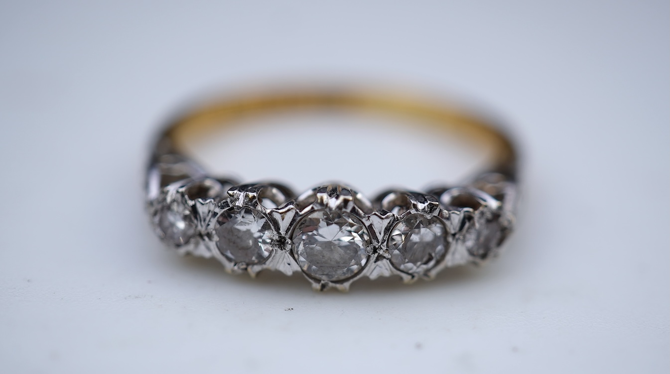 A diamond five-stone ring